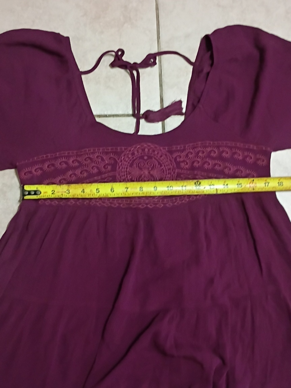 Chelsea & Violet Plum Boho Tie-Back Long Sleeve Mini Dress - Picture 8 of 11